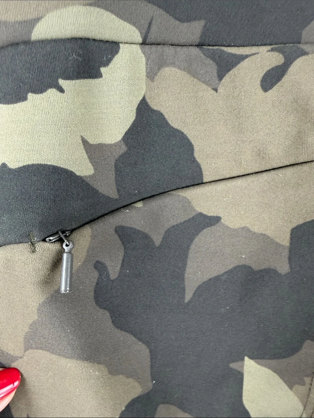 Athleta Olive Green Camo Leggings with Black Panels